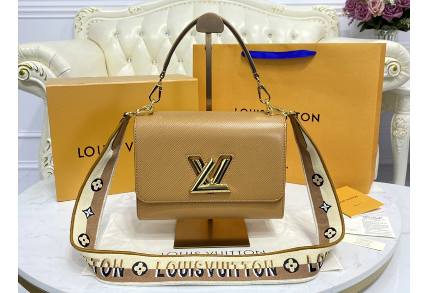 Louis Vuitton M57506 LV Twist MM handbag in Honey Gold Epi leather and Jacquard strap