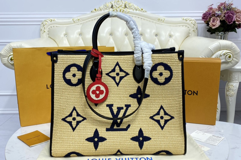 Louis Vuitton M57644 LV OnTheGo GM tote bag in Monogram Raffia