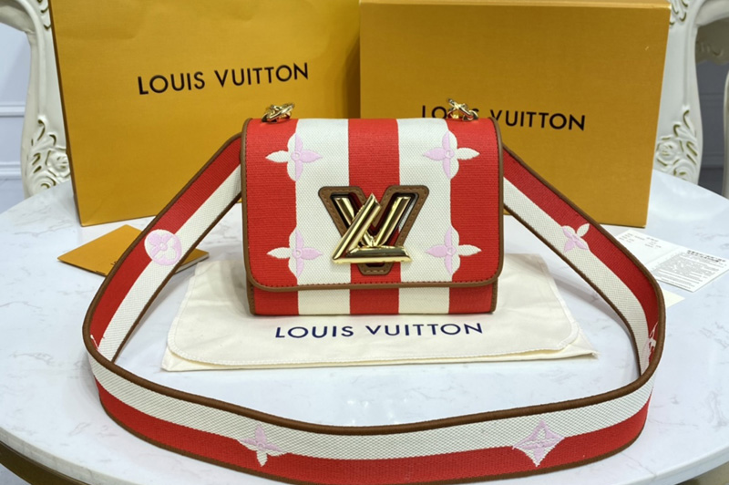 Louis Vuitton M57722 LV Twist PM handbag in Red Embroidered canvas and calf leather