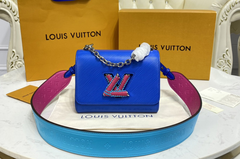 Louis Vuitton M57667 LV Twist MM handbag in Blue Epi leather