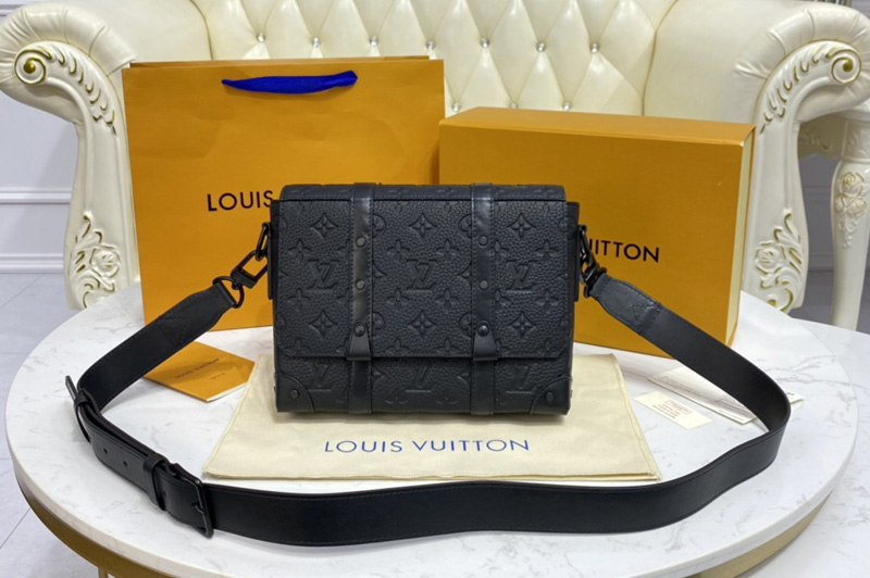 Louis Vuitton M57726 LV Trunk Messenger bag in Black Taurillon Monogram leather