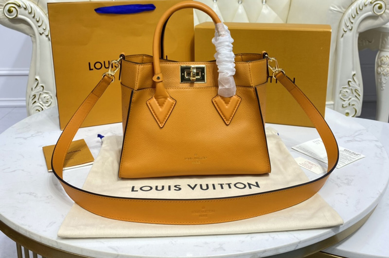 Louis Vuitton M57726 LV On My Side PM tote bag in Orange smooth calf leather