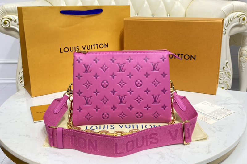 Louis Vuitton M58628 LV Coussin PM handbag in Pink/Purple Monogram embossed puffy lambskin