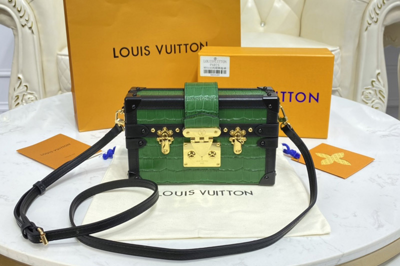 Louis Vuitton N93145 LV Petite Malle handbag in Green Brilliant Alligator leather