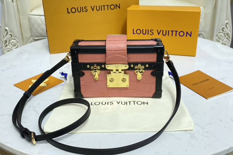 Louis Vuitton N94243 LV Petite Malle handbag in Pink Brilliant Alligator leather