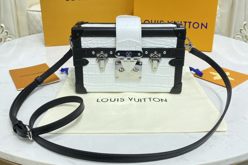 Louis Vuitton N93817 LV Petite Malle handbag in White Brilliant Alligator leather
