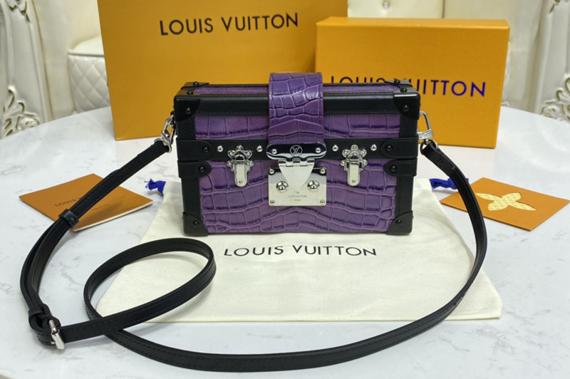 Louis Vuitton N94390 LV Petite Malle handbag in Purple Brilliant Alligator leather