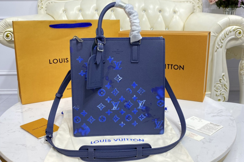 Louis Vuitton M57843 LV Sac Plat Zippé bag in Ink Watercolor Monogram motif