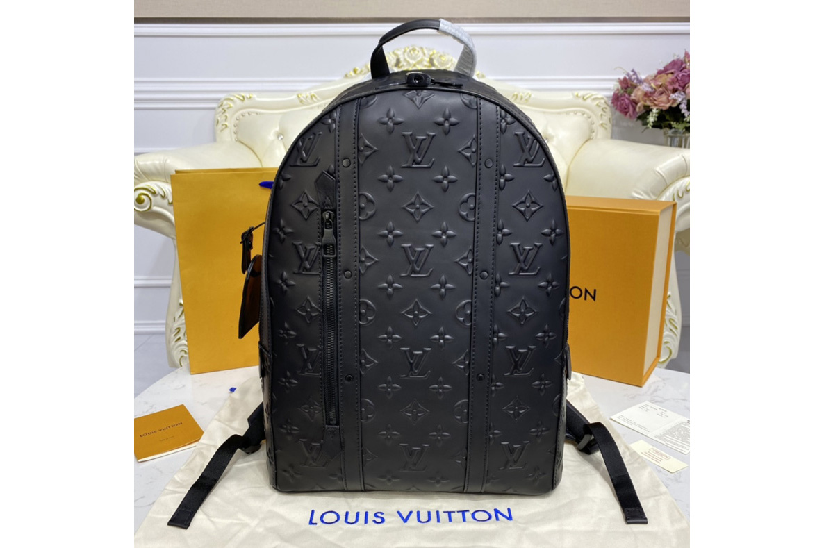 Louis Vuitton M57959 LV Armand Backpack in Black Monogram Seal cowhide leather