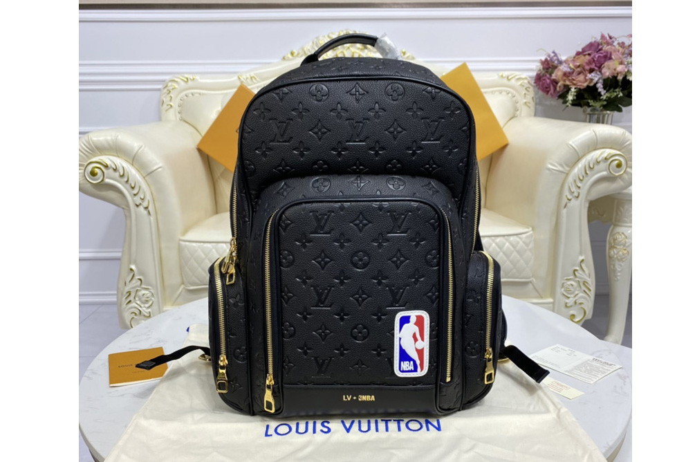 Louis Vuitton M57972 LV LVXNBA Basketball Backpack in Black Ball Grain leather
