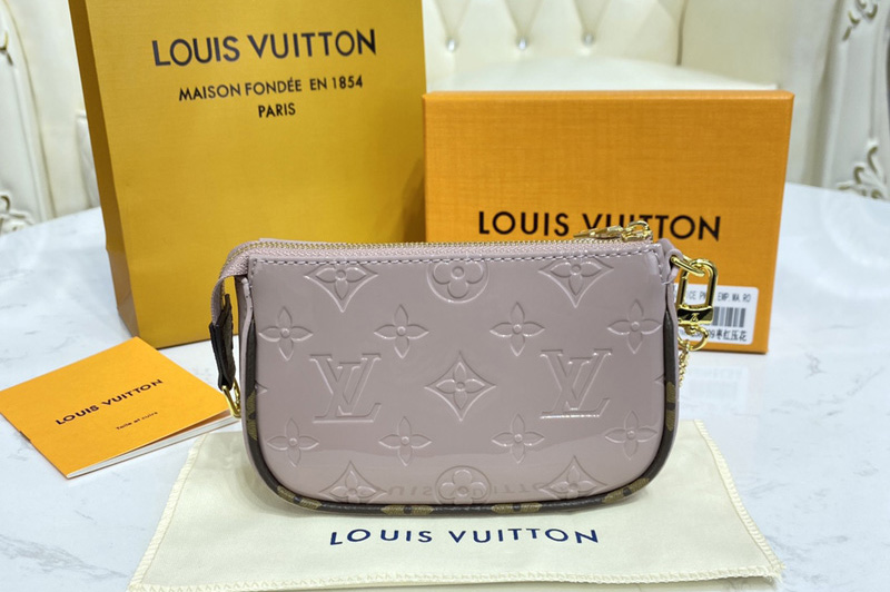 Louis Vuitton M90597 LV Mini Pochette Accessoires in Grey Monogram Vernis Leather