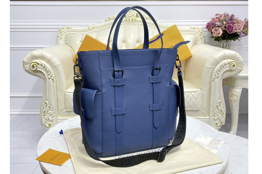 Louis Vuitton M58479 LV Christopher Tote Bag in Blue Taurillon leather