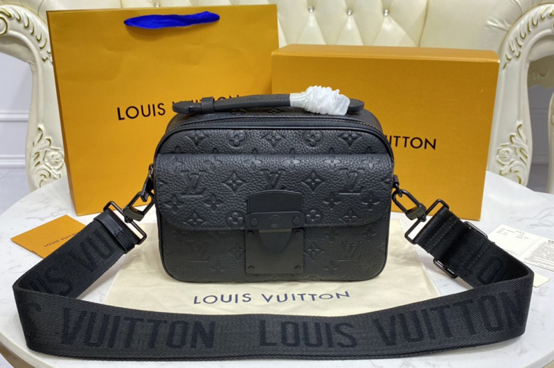 Louis Vuitton M58489 LV S Lock Messenger Bag in Monogram-embossed Taurillon cowhide leather