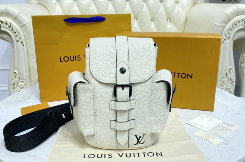 Louis Vuitton M58493 LV Christopher XS backpack in White Taurillon leather