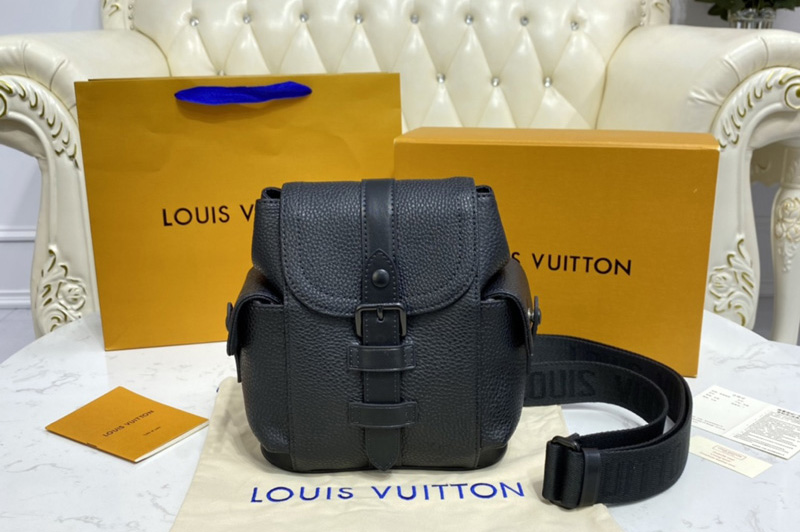 Louis Vuitton M58495 LV Christopher XS backpack in Black Taurillon leather