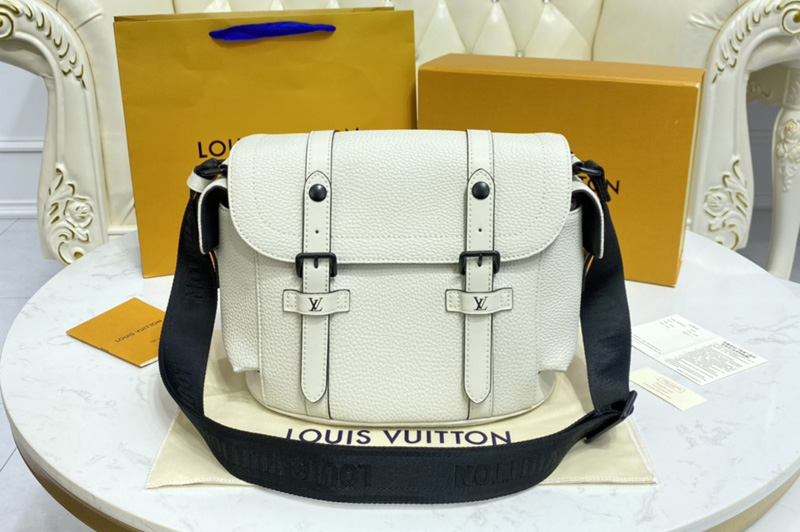 Louis Vuitton M58475 LV Christopher Messenger Bag in White Taurillon leather