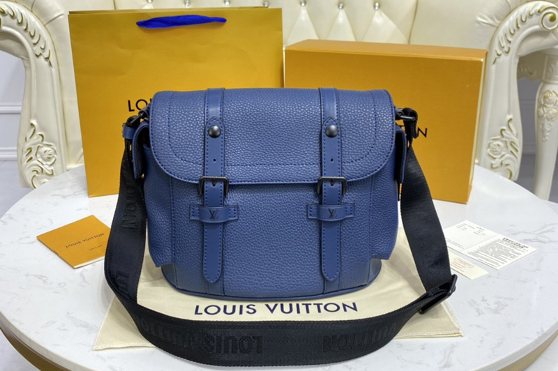 Louis Vuitton M58475 LV Christopher Messenger Bag in blue Taurillon leather