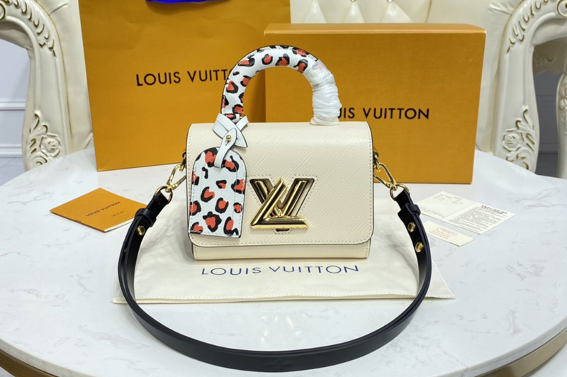 Louis Vuitton M58689 LV Twist MM handbag in White Epi grained leather