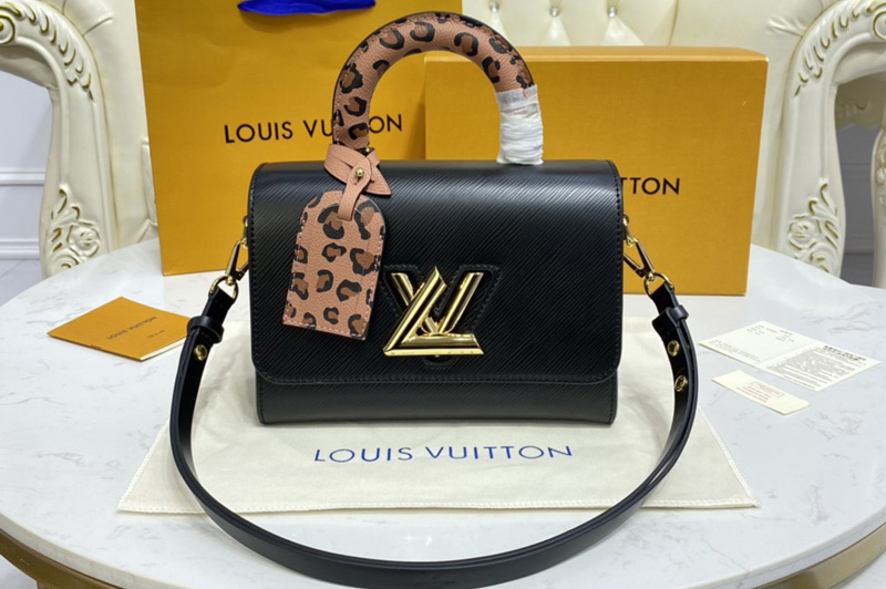 Louis Vuitton M58568 LV Twist MM handbag in Black Epi grained leather