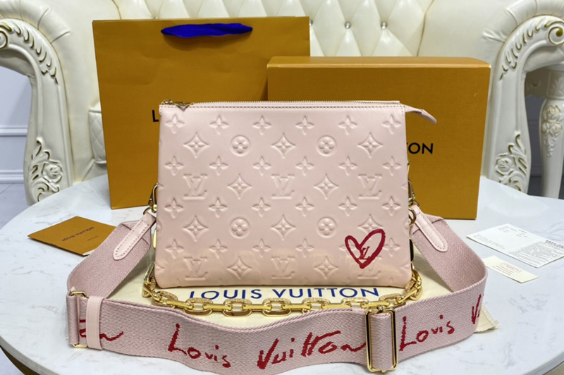 Louis Vuitton M58626 LV Coussin PM handbag in Pink Monogram embossed puffy lambskin
