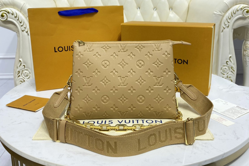 Louis Vuitton M58626 LV Coussin PM handbag in Brown Monogram embossed puffy lambskin