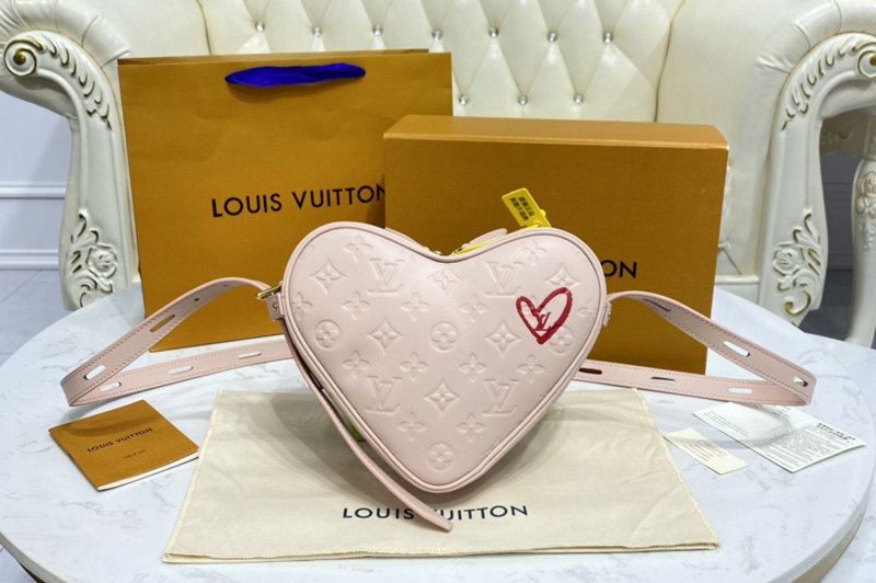 Louis Vuitton M58738 LV Coeur small handbag in Pink Monogram embossed puffy lambskin