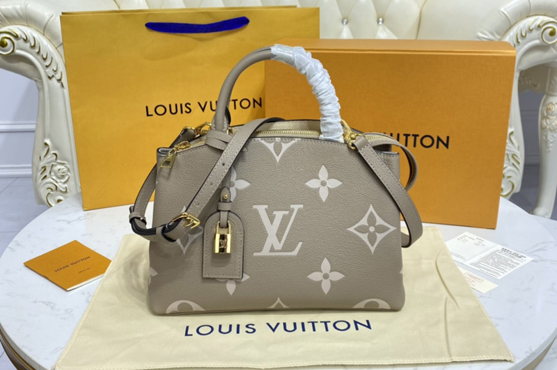 Louis Vuitton M58914 LV Petit Palais tote bag in Tourterelle/Crème Monogram Empreinte Leather