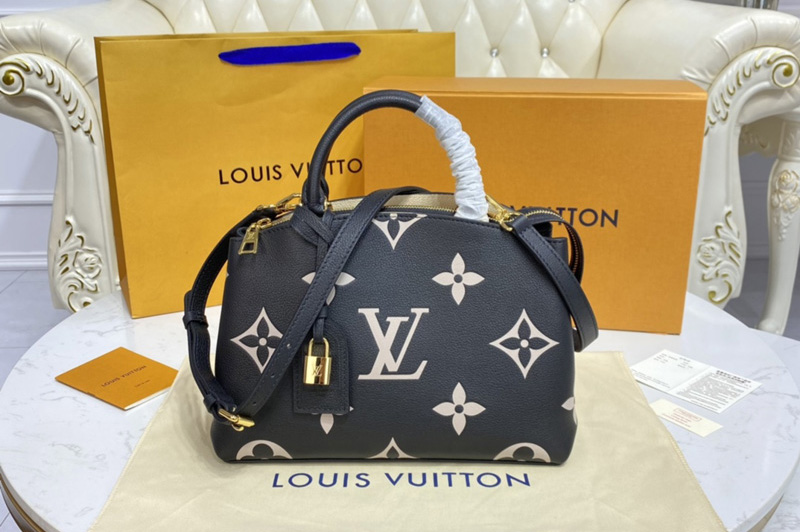 Louis Vuitton M58913 LV Petit Palais tote bag in Black/Beige Monogram Empreinte Leather