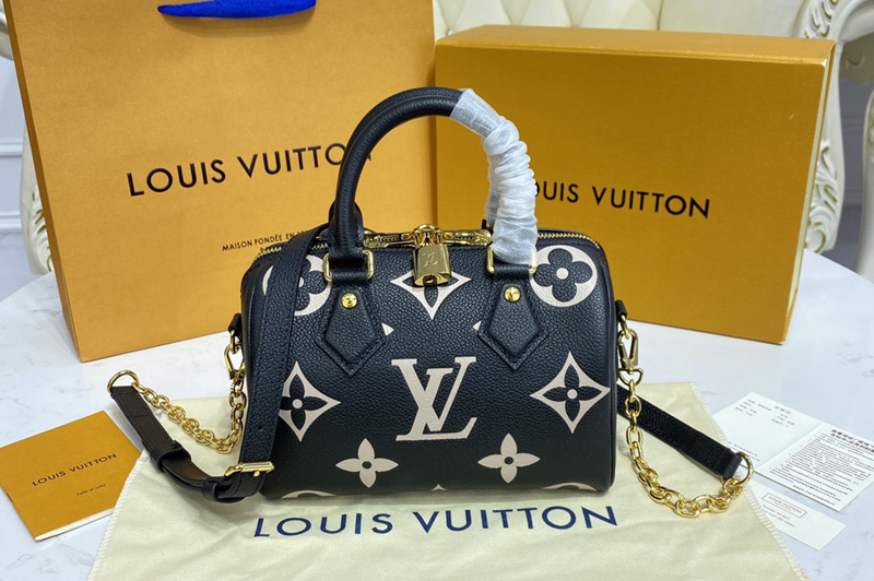Louis Vuitton M58958 LV Speedy Bandoulière 20 handbag in Black/Beige Monogram Empreinte leather