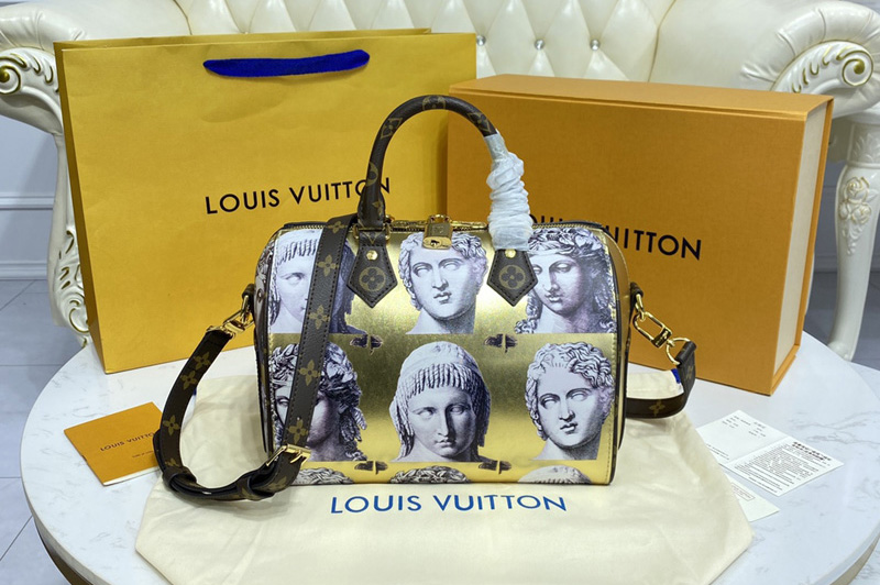 Louis Vuitton M59136 LV Speedy Bandoulière 25 handbag in Gold Cowhide leather