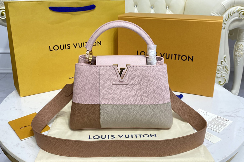 Louis Vuitton M59269 LV Capucines BB handbag in Pink/Brown/Gray Taurillon leather