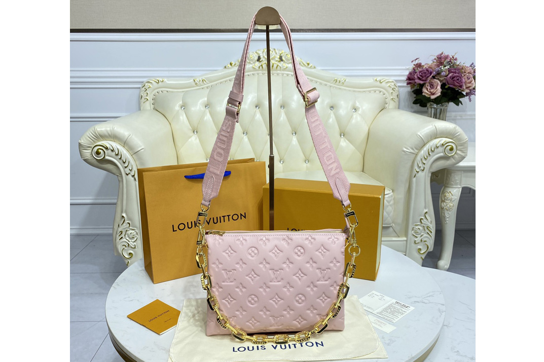 Louis Vuitton M59276 LV Coussin PM handbag in Pink Monogram embossed puffy lambskin