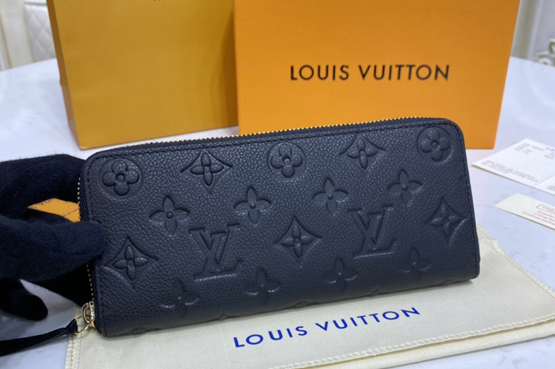 Louis Vuitton M60171 LV Clémence Wallet in Black Monogram Empreinte leather