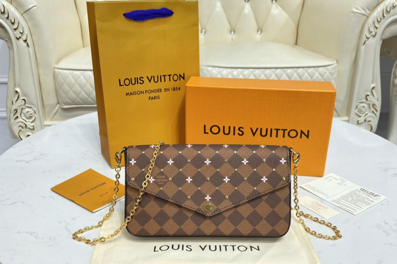 Louis Vuitton N60474 LV Félicie Pochette Bag in Damier Ebene coated canvas