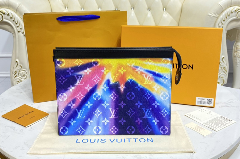 Louis Vuitton M61692 LV Pochette Voyage MM Bag in Monogram Sunset canvas