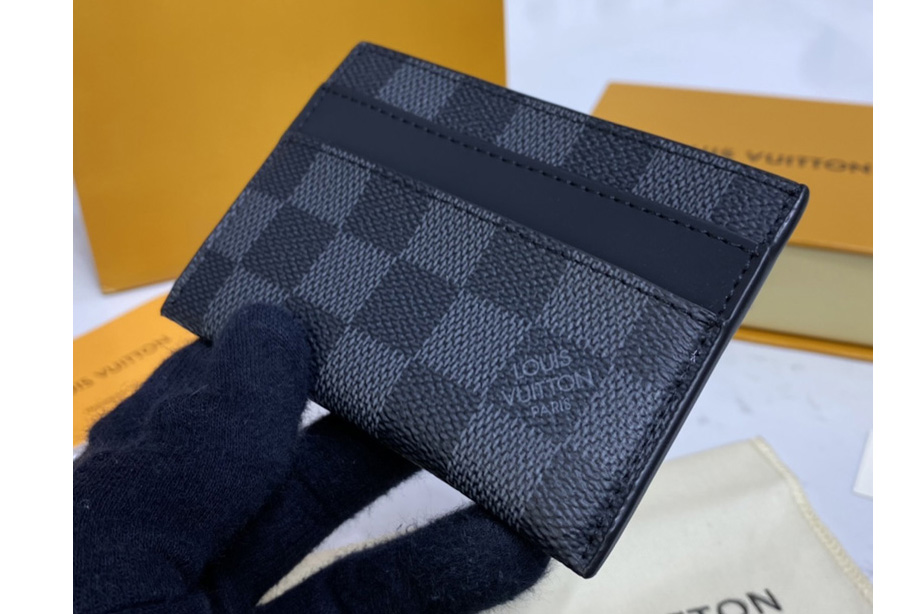 Louis Vuitton M62170 LV double card holder in Damier Graphite Canvas