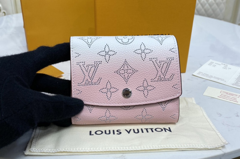 Louis Vuitton M62540 LV Iris compact wallet in Gradient Pink Mahina perforated calf leather