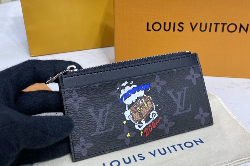 Louis Vuitton M64038 LV Coin Card Holder in Monogram Eclipse Canvas