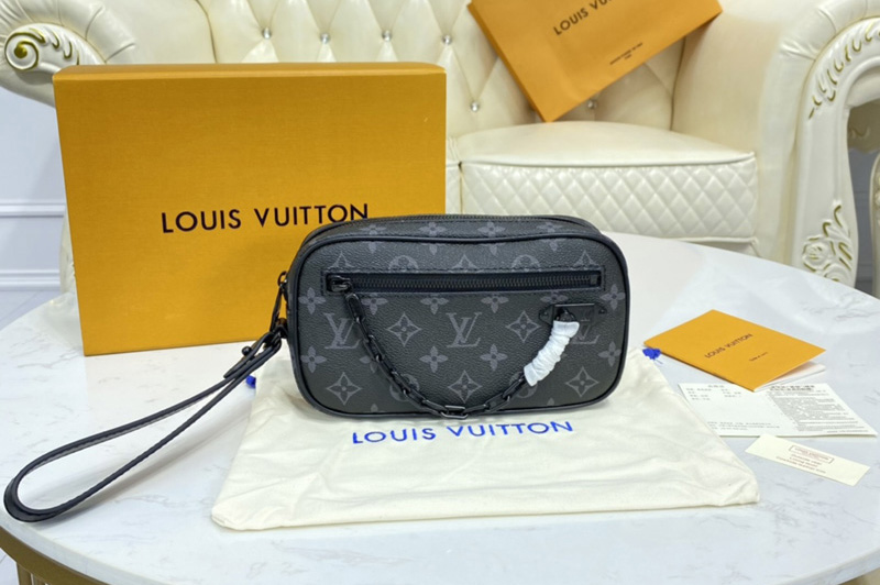 Louis Vuitton M68321 LV Pochette Volga bag in Monogram Eclipse coated canvas