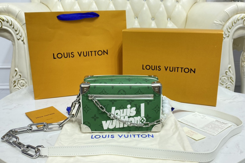 Louis Vuitton M44735 LV Mini Soft Trunk men bag in Green Monogram Canvas