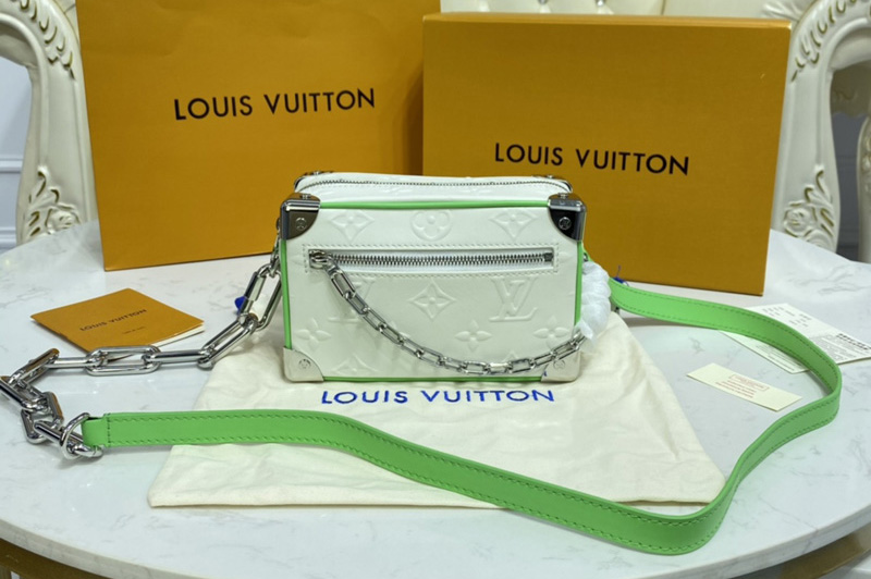 Louis Vuitton M44735 LV Mini Soft Trunk men bag in White Monogram Canvas
