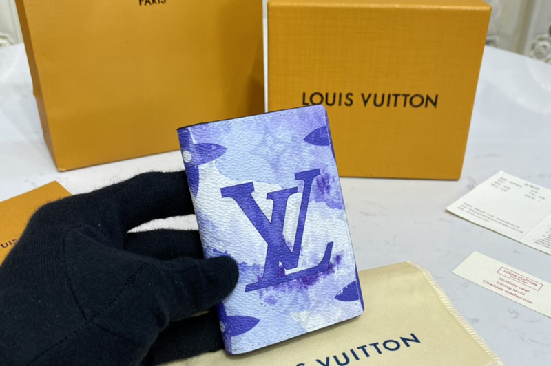 Louis Vuitton M80455 LV Pocket Organizer wallet in Monogram Watercolor Blue coated canvas