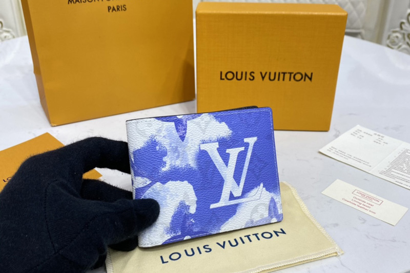 Louis Vuitton M80458 LV Multiple wallet in Monogram Watercolor Blue coated canvas