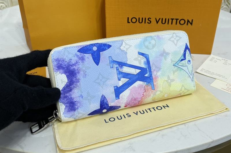 Louis Vuitton M80499 LV Zippy Vertical Wallet in Monogram Watercolor Multico coated canvas