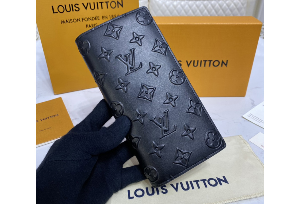 Louis Vuitton M80503 LV Brazza Wallet in Black Monogram Seal cowhide leather