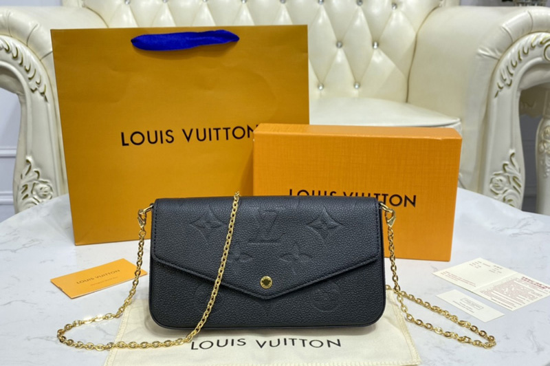 Louis Vuitton M80679 LV Félicie Pochette Bag in Black Monogram Empreinte leather