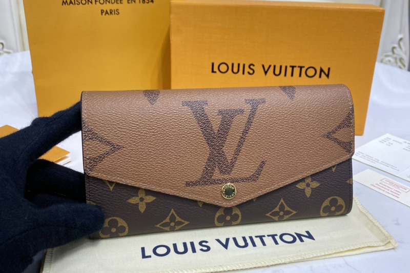 Louis Vuitton M80726 LV Sarah wallet in Monogram and Monogram Reverse coated canvas