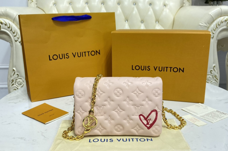 Louis Vuitton M80742 LV Pochette Coussin bag in Pink Monogram-embossed lambskin