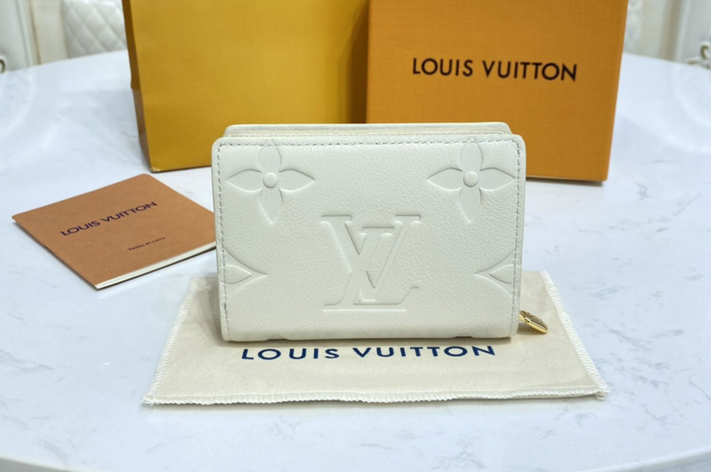 Louis Vuitton M80754 LV Cléa wallet in Crème Beige Embossed supple grained cowhide leather