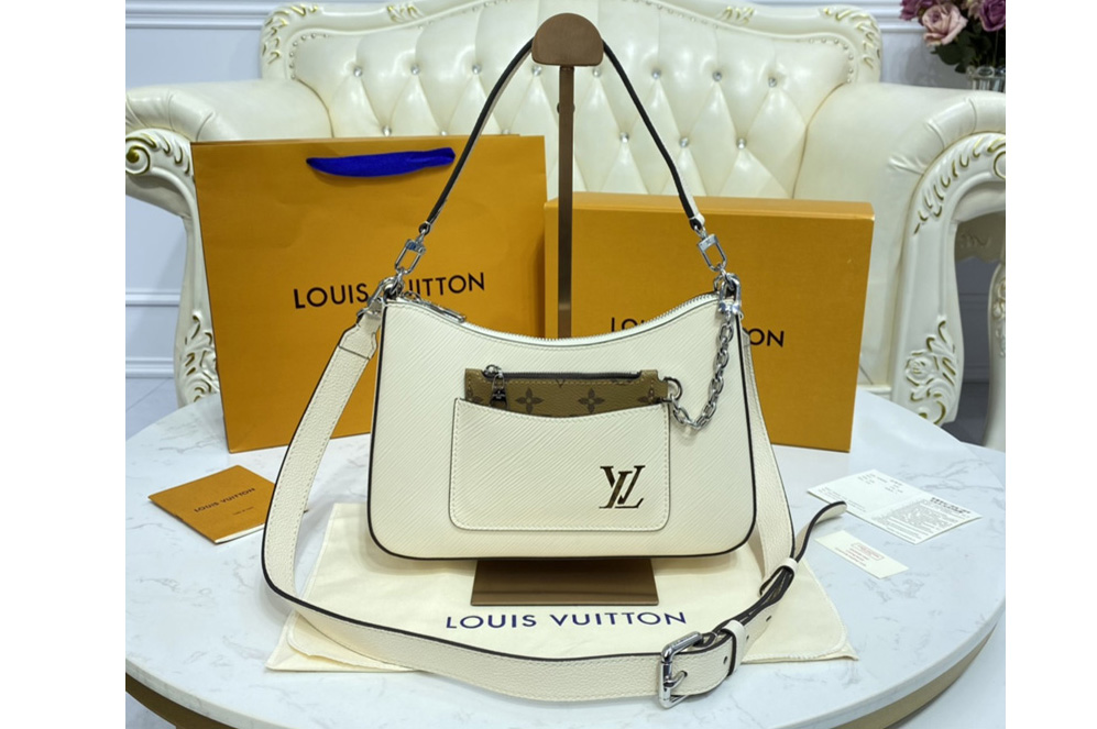 Louis Vuitton M80688 LV Marelle handbag in Quartz White Epi Leather